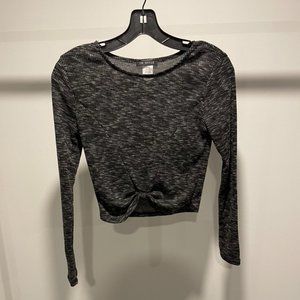 Grey Long Sleeve Crop Top